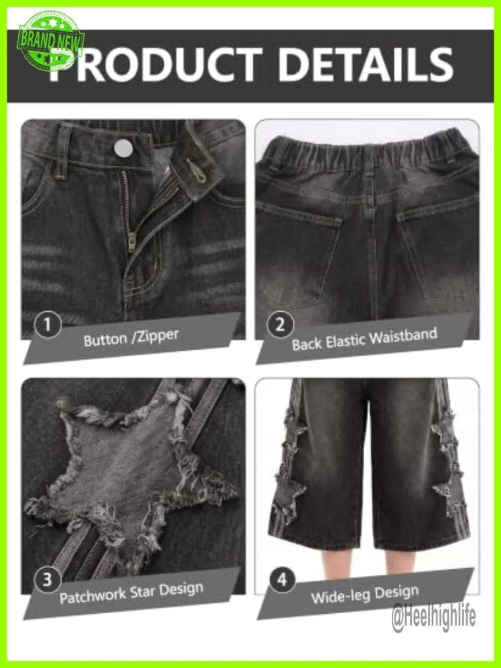 Baggy Jorts Women Star Jean Shorts Y2K Capri Denim High Rise